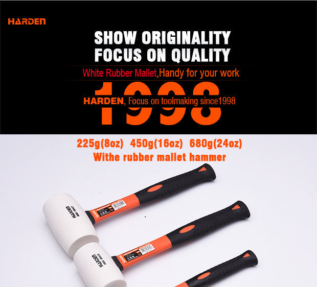 White Rubber Mallet with Fiberglass Handle