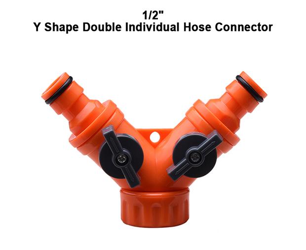 1/2" Y Shape Double Individual Hose Connector