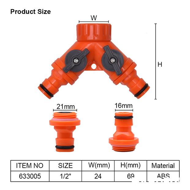 1/2" Y Shape Double Individual Hose Connector
