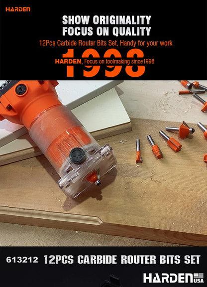 12Pcs Carbide Router Bits Set