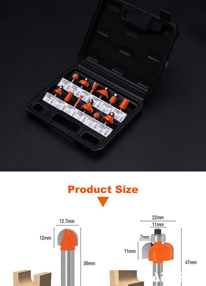12Pcs Carbide Router Bits Set