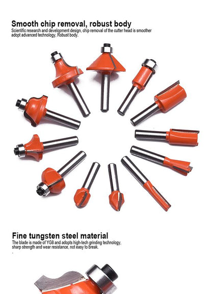12Pcs Carbide Router Bits Set