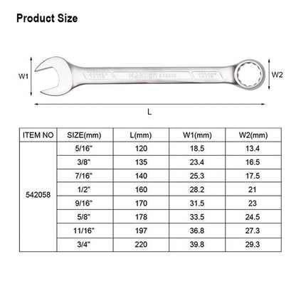 8Pcs Inch Combination Spanner Set