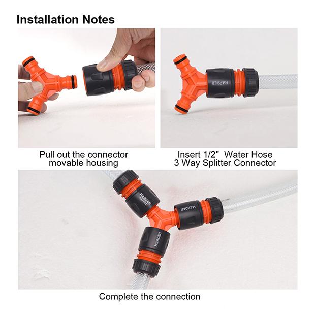 1/2"  Water Hose 3 Way Splitter Connector